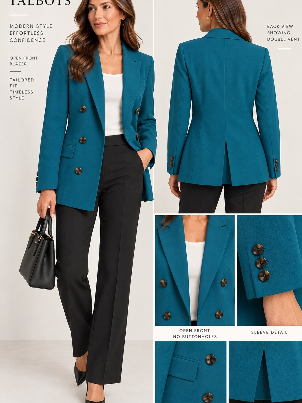 Talbots City Twill Open Front Blazer